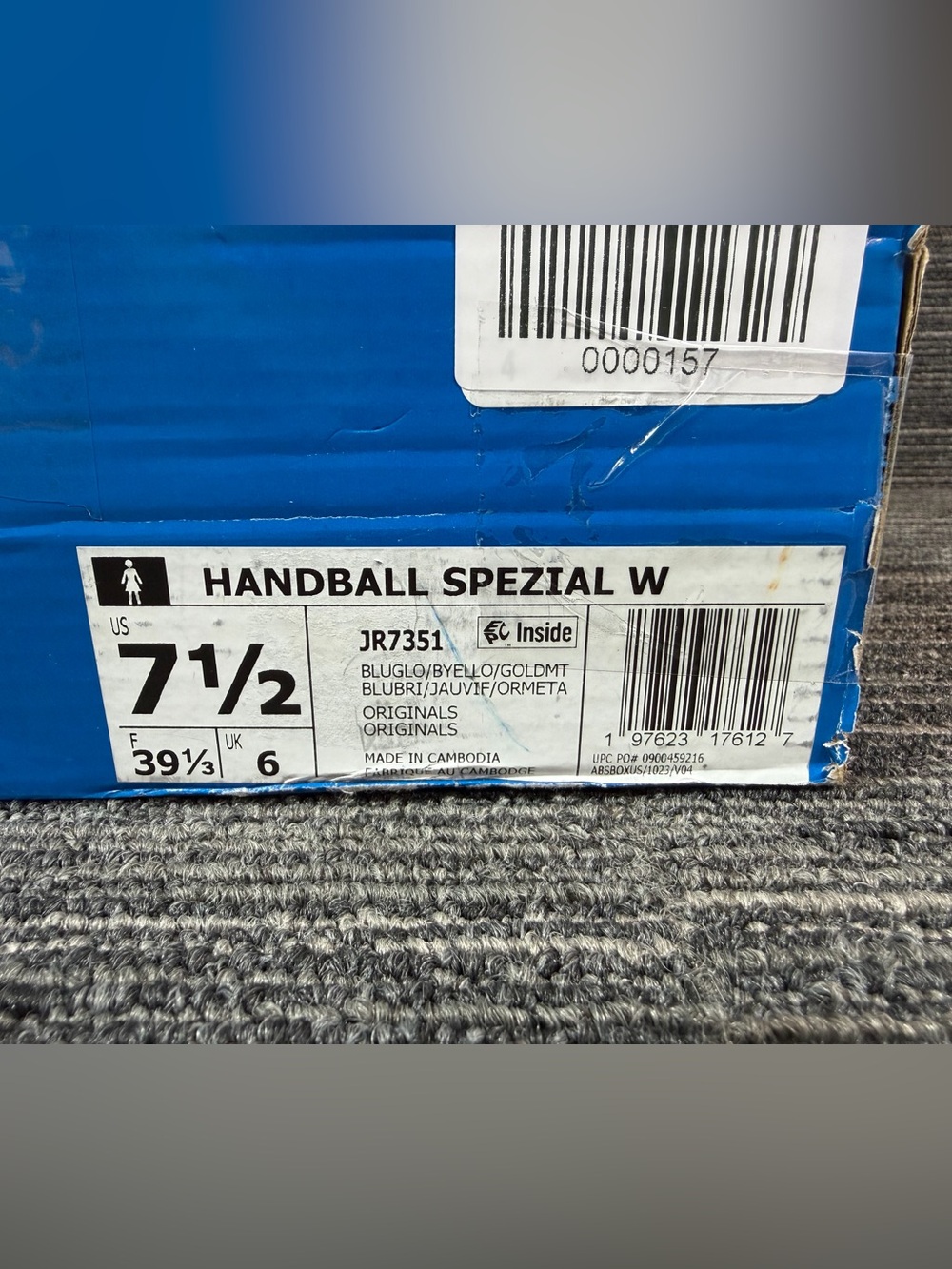 adidas Handball Spezial Blue Glow/Bright Yellow Gum Sole Suede Women’s 7.5 New - Picture 8 of 9